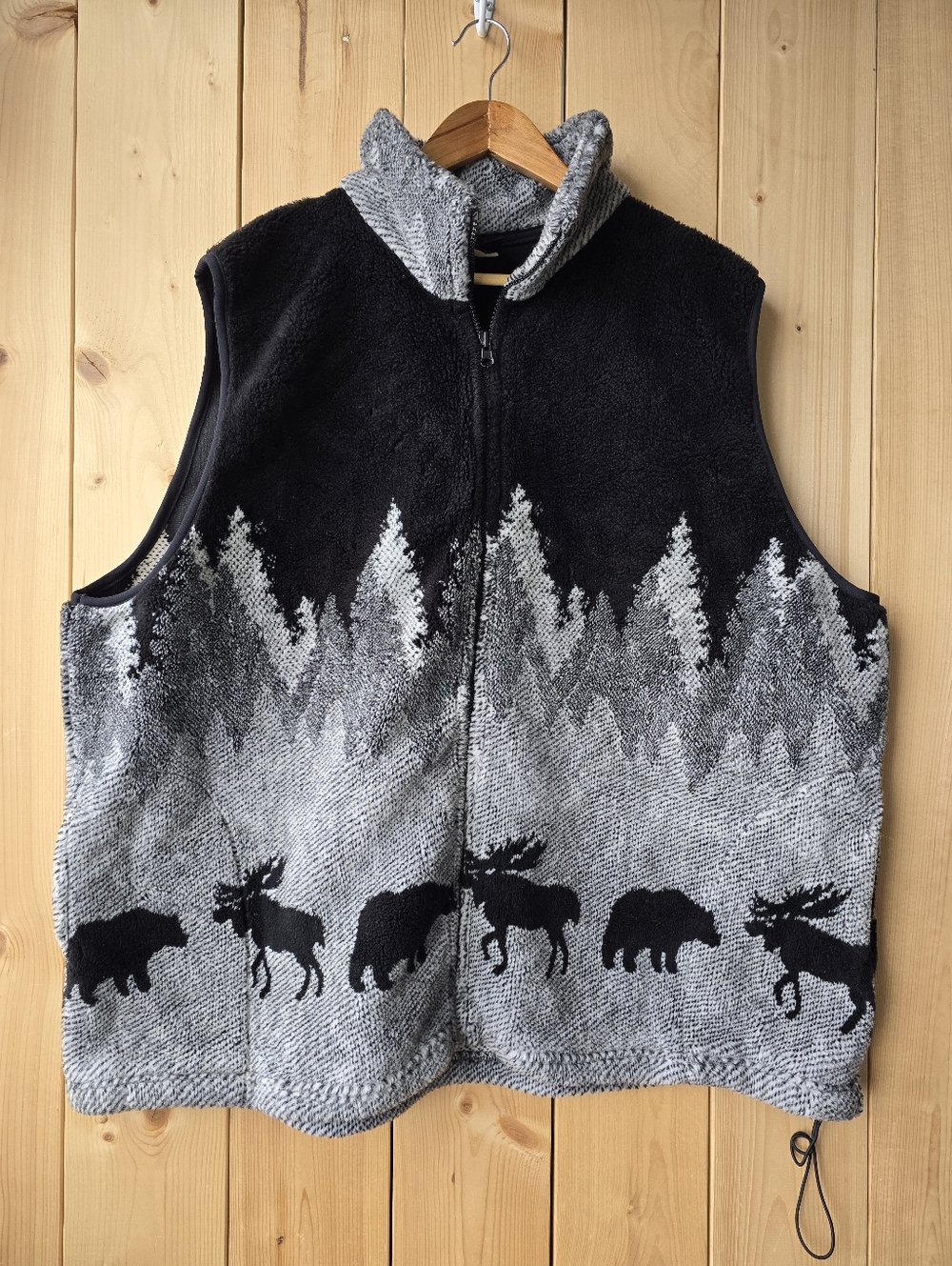Vintage Mazmania Fleece Vest Zip Up Bear Moose Wildlife Womens 3X